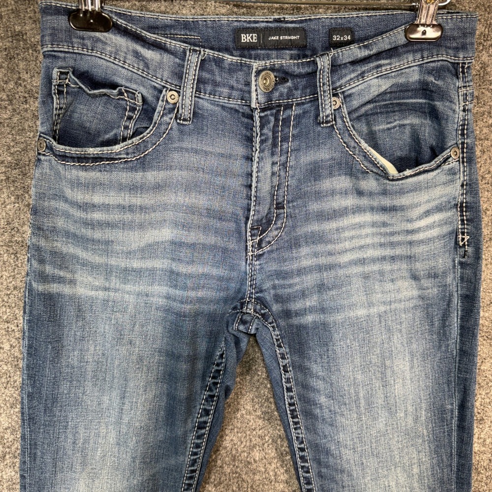 BKE Jake Straight Jeans Mens 32x34 Blue Coolmax Stretch Denim Medium Wash - Picture 3 of 15